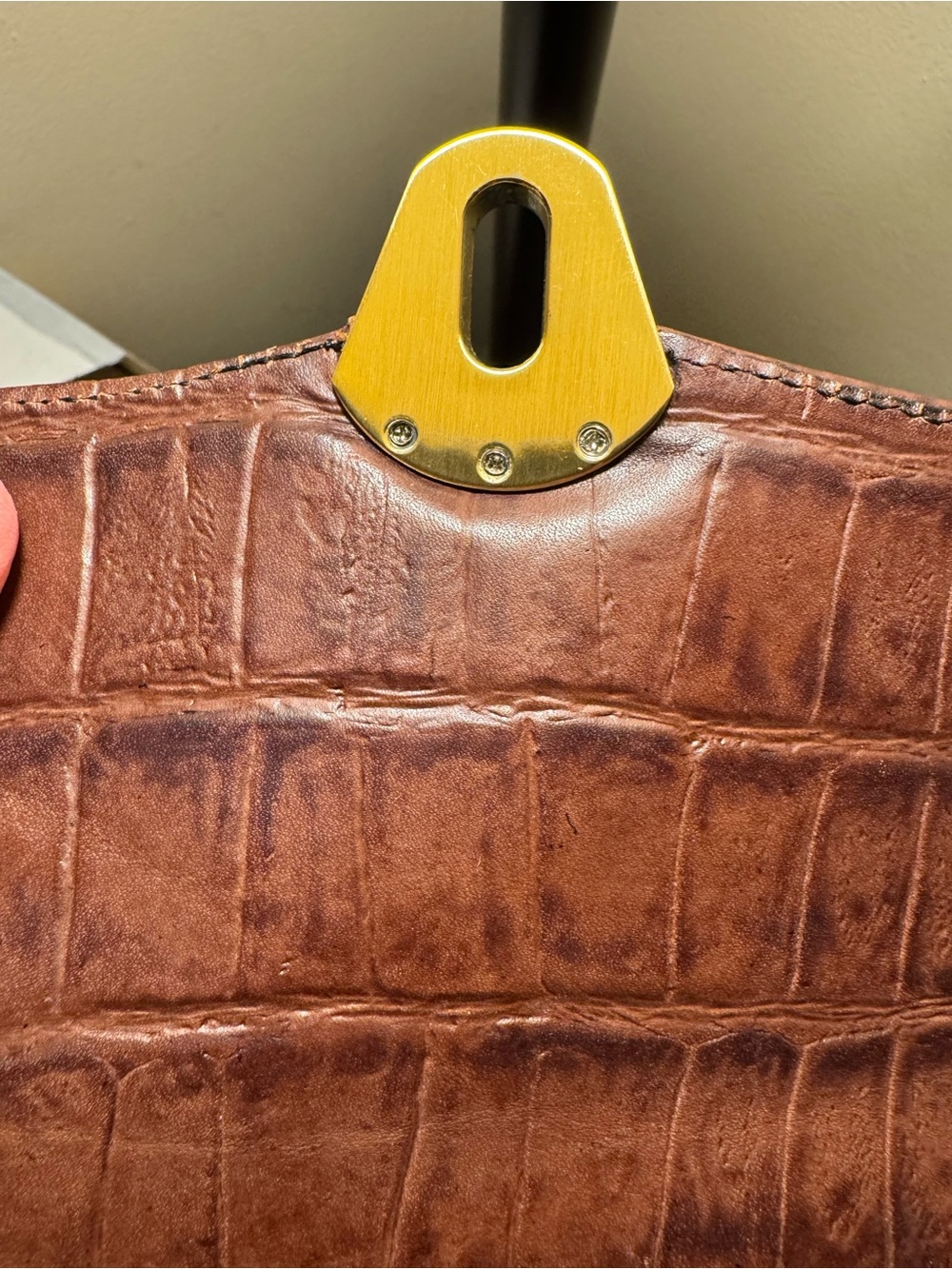 Brahmin Olivia Rose Lady Croc-Embossed Top Handle Crossbody in Deep Rich Brown - Picture 6 of 16